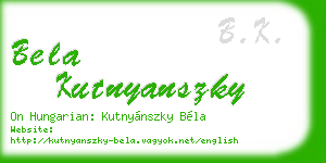 bela kutnyanszky business card